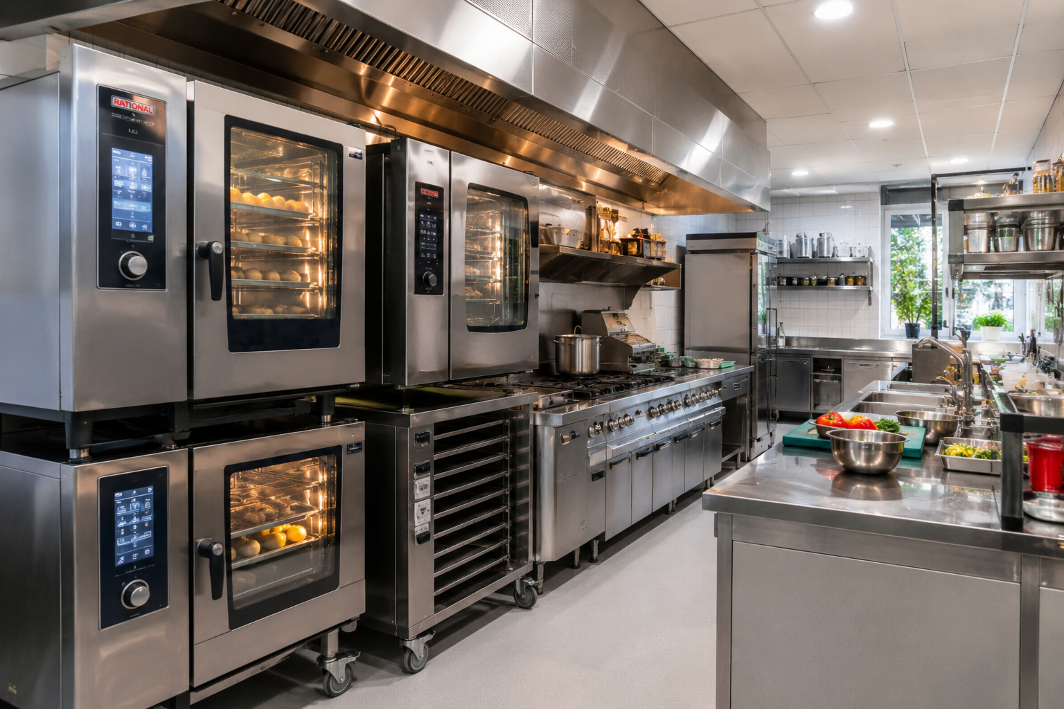 Fours professionnels dans une cuisine de restaurant moderne